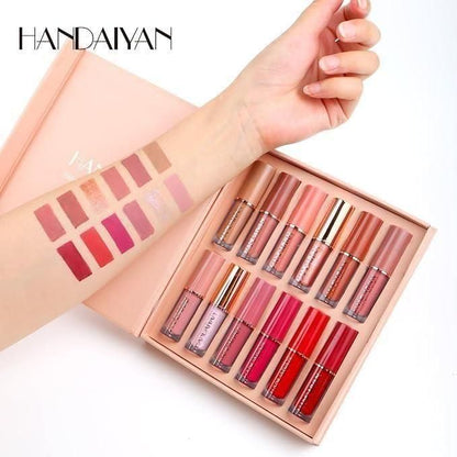 12-Shade Lipstick Set - Handaiyan™ Smudge Proof Velvet Matte Liquid Lipstick - Waterproof, Long-lasting, non-sticky formula