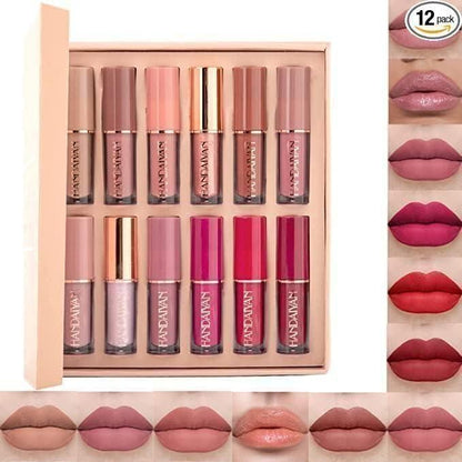 12-Shade Lipstick Set - Handaiyan™ Smudge Proof Velvet Matte Liquid Lipstick - Waterproof, Long-lasting, non-sticky formula