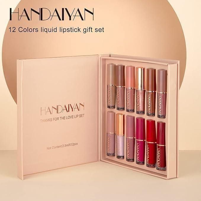 12-Shade Lipstick Set - Handaiyan™ Smudge Proof Velvet Matte Liquid Lipstick - Waterproof, Long-lasting, non-sticky formula
